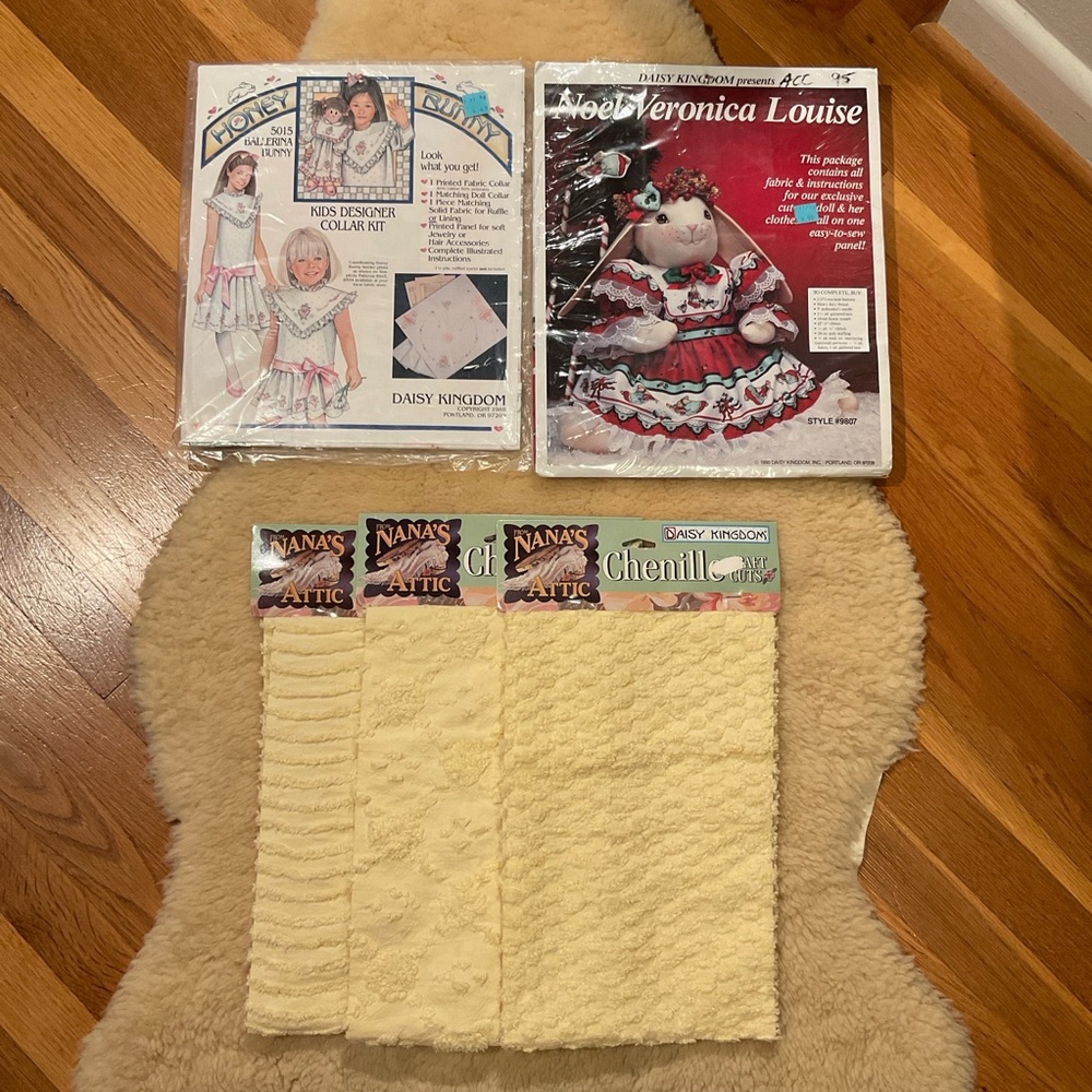 Vintage Daisy Kingdom bundle of fabric crafts and chenille material